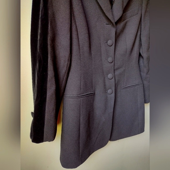 MINT Vtg Rena Lange Wool & Velvet Blazer Jacket - Picture 2 of 5